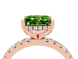 Rose gold Princess Cut Peridot Solitaire Ring with Round  Pavé Band and Four-Prong Setting_48