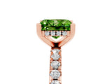 Rose gold Princess Cut Peridot Solitaire Ring with Round  Pavé Band and Four-Prong Setting_49