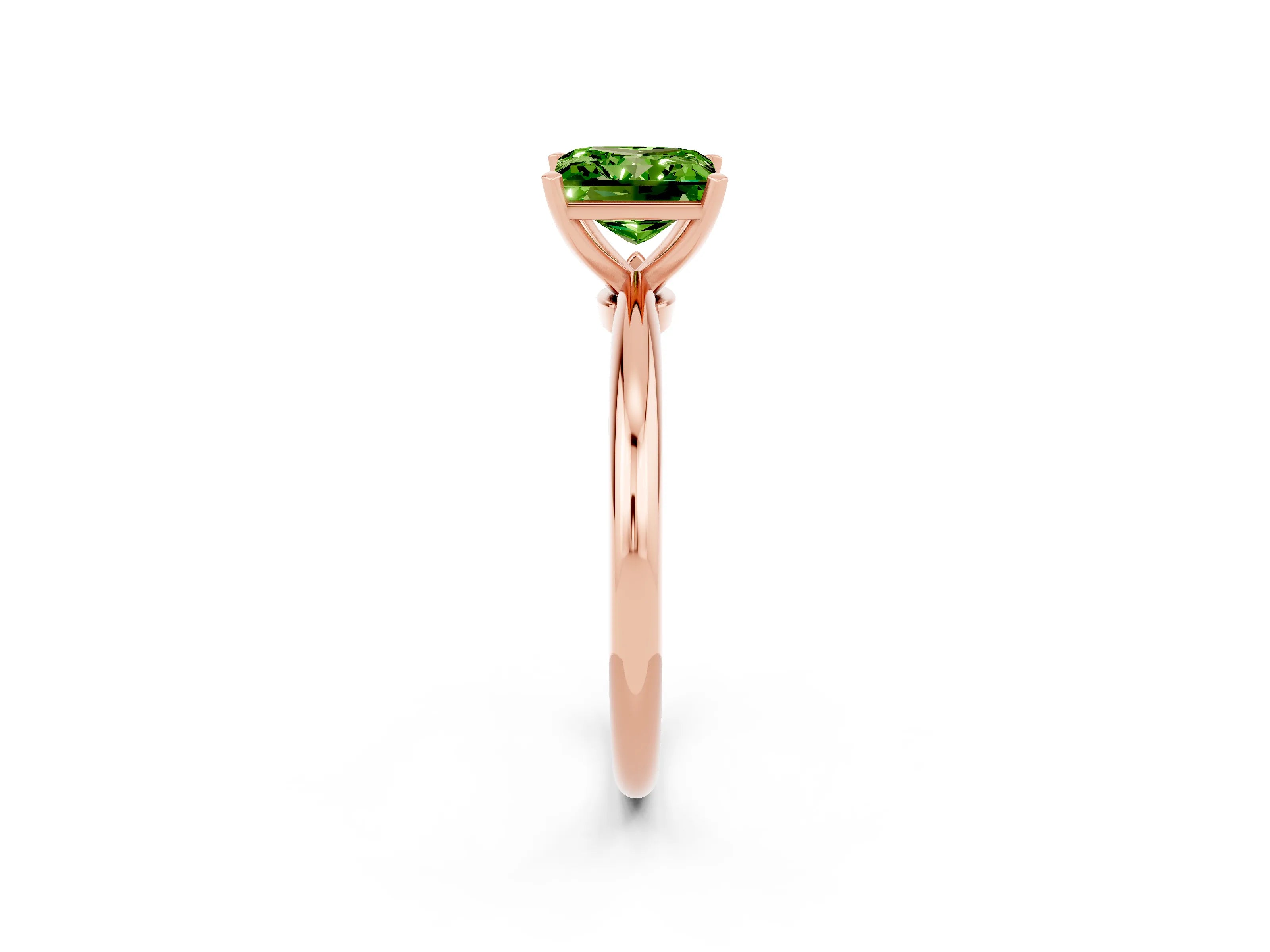 Rose gold Princess Cut Peridot Solitaire Ring with Six-Prong Setting and Classic Band_2