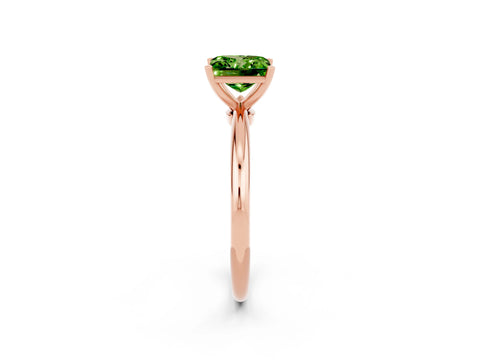 Rose gold Princess Cut Peridot Solitaire Ring with Six-Prong Setting and Classic Band_2