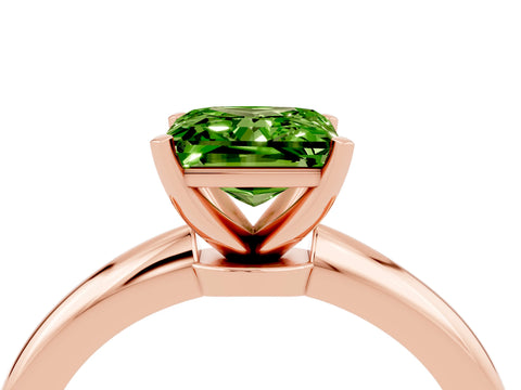 Rose gold Princess Cut Peridot Solitaire Ring with Six-Prong Setting and Classic Band_4