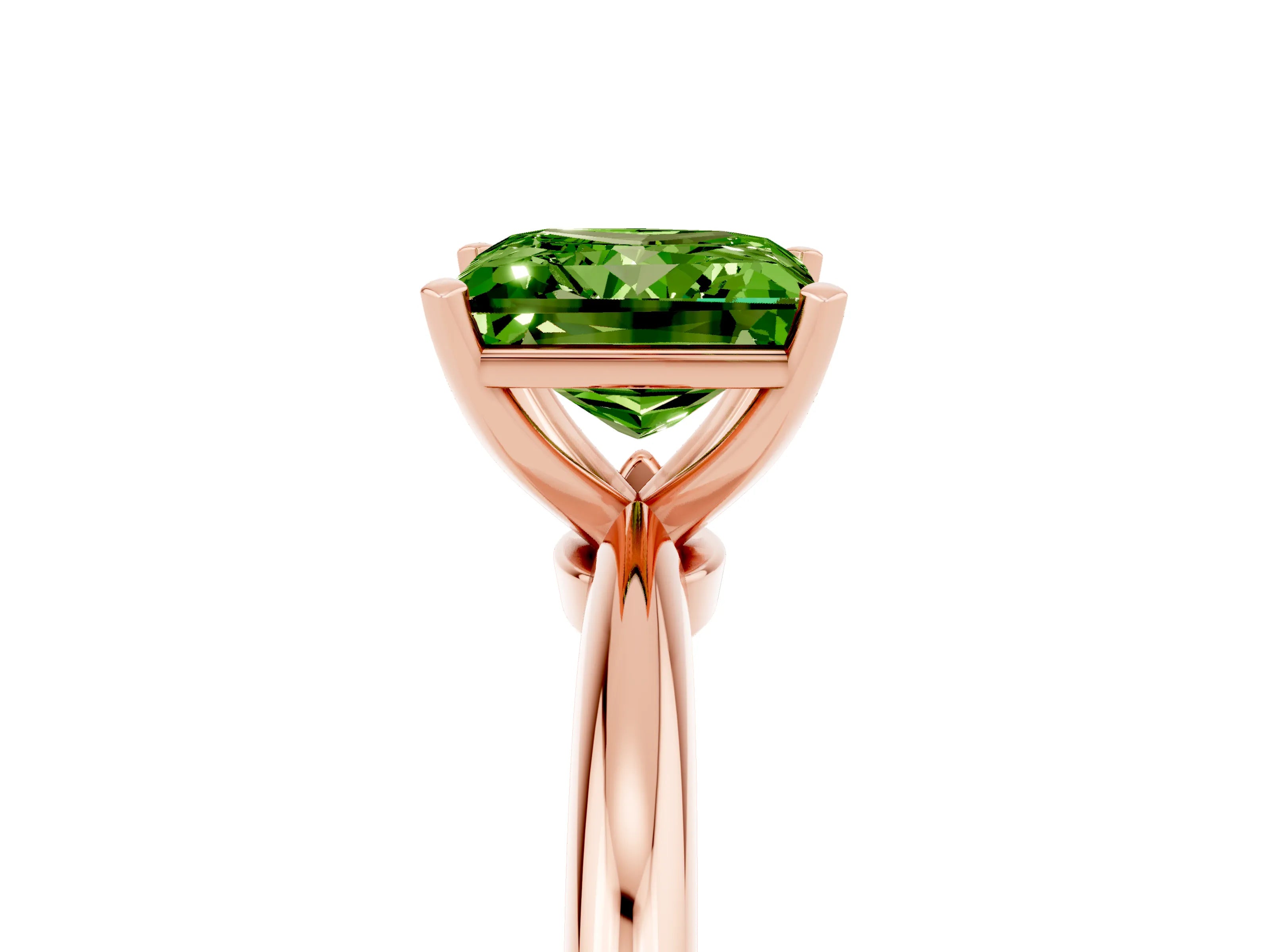 Rose gold Princess Cut Peridot Solitaire Ring with Six-Prong Setting and Classic Band_5
