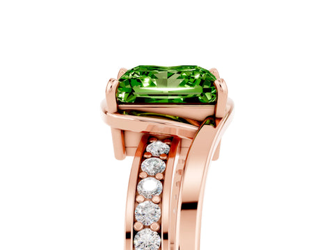 Rose gold Princess Cut Peridot Solitaire Ring with Split Shank and Prong Setting_5