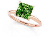 Rose gold Princess Cut Peridot Solitaire Ring with Thin Band and Four-Prong Setting_1