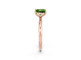 Rose gold Princess Cut Peridot Solitaire Ring with Thin Band and Four-Prong Setting_2