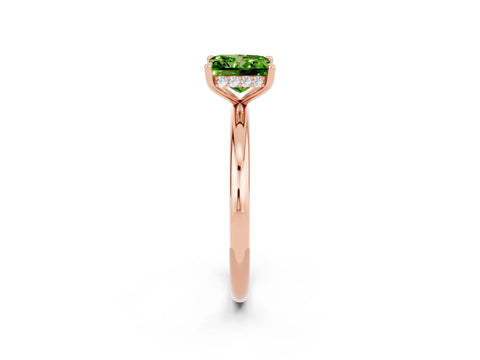 Rose gold Princess Cut Peridot Solitaire Ring with Thin Band and Four-Prong Setting_2