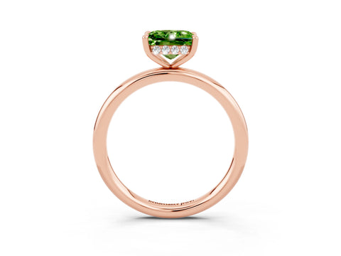 Rose gold Princess Cut Peridot Solitaire Ring with Thin Band and Four-Prong Setting_3