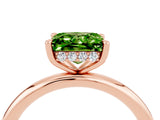Rose gold Princess Cut Peridot Solitaire Ring with Thin Band and Four-Prong Setting_4