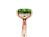 Rose gold Princess Cut Peridot Solitaire Ring with Thin Band and Four-Prong Setting_5