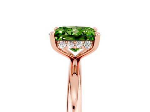 Rose gold Princess Cut Peridot Solitaire Ring with Thin Band and Four-Prong Setting_5