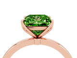 Rose gold Princess Cut Peridot Solitaire Ring with Thin Band and Prong Setting_16
