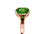 Rose gold Princess Cut Peridot Solitaire Ring with Thin Band and Prong Setting_17