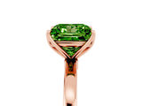 Rose gold Princess Cut Peridot Solitaire Ring with Thin Band and Prong Setting_29