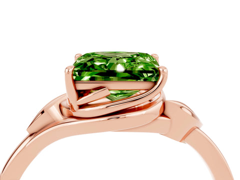 Rose gold Princess Cut Peridot Solitaire Ring with Twist Band and Four-Prong Setting_28