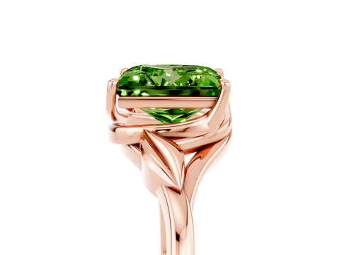 Rose gold Princess Cut Peridot Solitaire Ring with Twist Band and Four-Prong Setting_29
