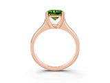 Rose gold Princess Cut Peridot Solitaire Ring with Wide Band and Prong Setting_3