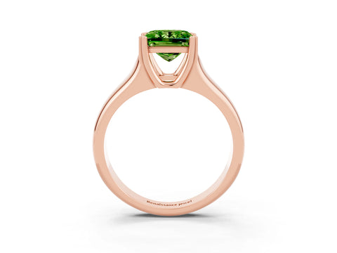 Rose gold Princess Cut Peridot Solitaire Ring with Wide Band and Prong Setting_3