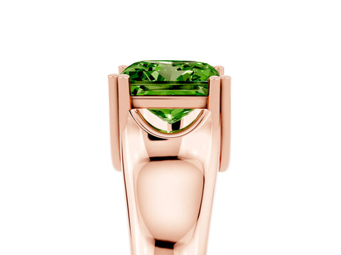 Rose gold Princess Cut Peridot Solitaire Ring with Wide Band and Prong Setting_5