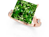 Rose gold Princess Cut Peridot Solitaire Twisted Band with Round  Accents and Prong Setting_13