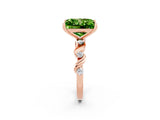 Rose gold Princess Cut Peridot Solitaire Twisted Band with Round  Accents and Prong Setting_14