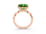 Rose gold Princess Cut Peridot Solitaire Twisted Band with Round  Accents and Prong Setting_15