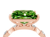 Rose gold Princess Cut Peridot Solitaire Twisted Band with Round  Accents and Prong Setting_16