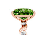 Rose gold Princess Cut Peridot Solitaire Twisted Band with Round  Accents and Prong Setting_17