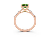 Rose gold Princess Cut Peridot Solitaire with Side Baguettes and Channel Set Band_3