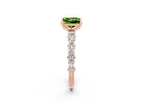 Rose gold Princess Cut Peridot Solitaire with Side Stones, Pave Band, Four-Prong Setting_26