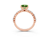 Rose gold Princess Cut Peridot Solitaire with Side Stones, Pave Band, Four-Prong Setting_27