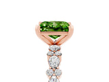 Rose gold Princess Cut Peridot Solitaire with Side Stones, Pave Band, Four-Prong Setting_29