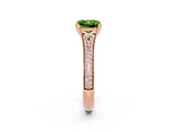 Rose gold Princess Cut Peridot Split Shank Engagement Ring with Pavé Band_2