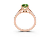 Rose gold Princess Cut Peridot Split Shank Engagement Ring with Pavé Band_3