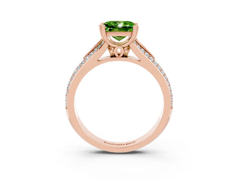 Rose gold Princess Cut Peridot Split Shank Engagement Ring with Pavé Band_3