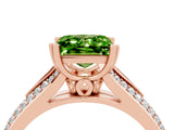 Rose gold Princess Cut Peridot Split Shank Engagement Ring with Pavé Band_4