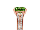 Rose gold Princess Cut Peridot Split Shank Engagement Ring with Pavé Band_5