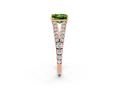 Rose gold Princess Cut Peridot Split Shank Pavé Engagement Ring with Four-Prong Setting_14