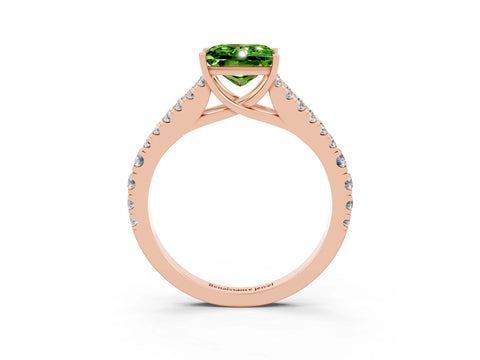 Rose gold Princess Cut Peridot Split Shank Pavé Engagement Ring with Four-Prong Setting_15