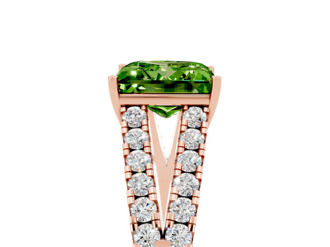 Rose gold Princess Cut Peridot Split Shank Pavé Engagement Ring with Four-Prong Setting_17