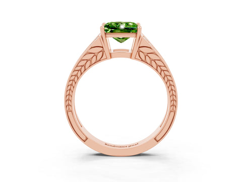 Rose gold Princess Cut Peridot Split Shank Ring with Pavé Band and Four-Prong Setting_3