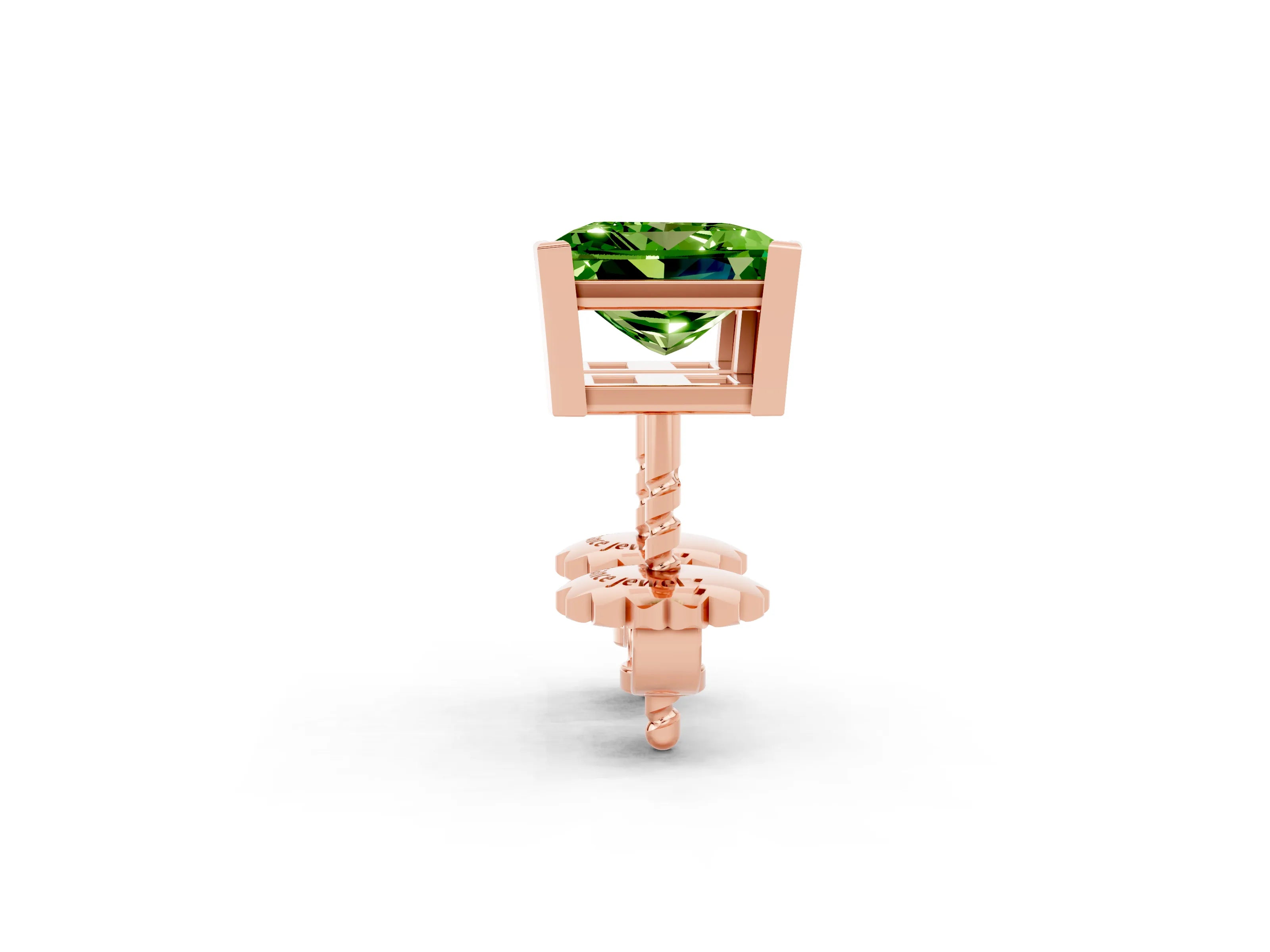 Rose gold Princess Cut Peridot Stud Earrings_32