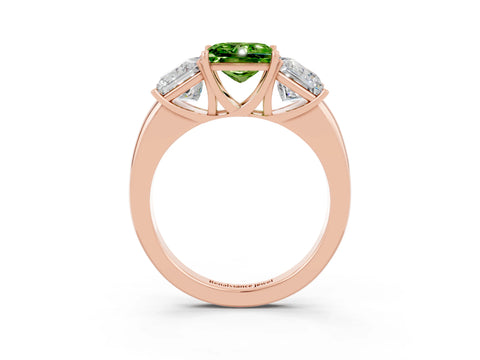 Rose gold Princess Cut Peridot Three-Stone Ring with Four-Prong Setting and Classic Band_3