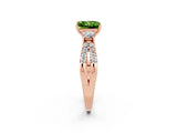 Rose gold Princess Cut Peridot Three-Stone Ring with Pavé Split Shank and Four-Prong Setting_2
