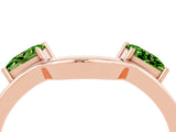 Rose gold Princess Cut Peridot Two-Stone Open Band Ring with Four-Prong Setting_10