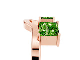 Rose gold Princess Cut Peridot Two-Stone Open Band Ring with Four-Prong Setting_11