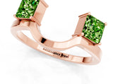 Rose gold Princess Cut Peridot Two-Stone Open Band Ring with Four-Prong Setting_7