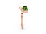 Rose gold Princess Cut Peridot Two-Stone Open Band Ring with Four-Prong Setting_8