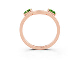 Rose gold Princess Cut Peridot Two-Stone Open Band Ring with Four-Prong Setting_9