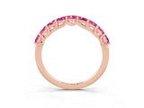 Rose gold Princess Cut Pink Sapphire Channel-Set Eternity Band with Prong Setting_9