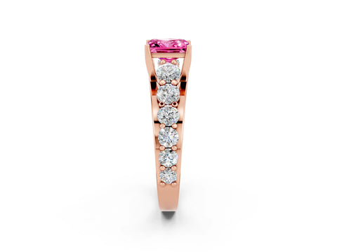 Rose gold Princess Cut Pink Sapphire Engagement Ring with Pavé Band and Four-Prong Setting_2